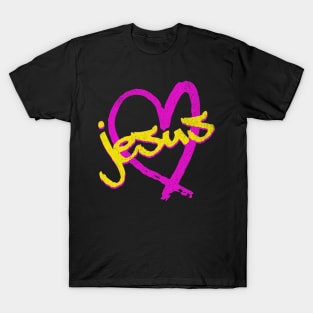 I Love Jesus Vintage 80's & 90's Yellow and Pink T-Shirt